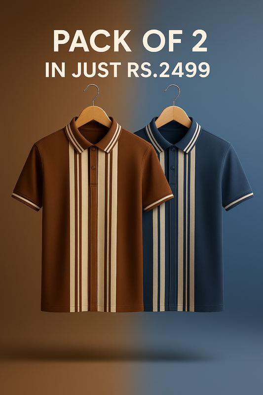 Pack Of 2 Striped Polo Shirt