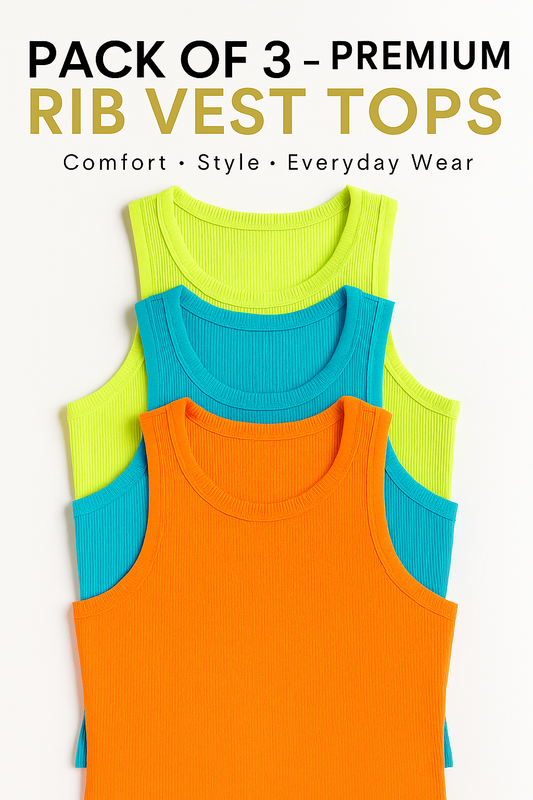 PACK OF 3 WOMENS LADIES PLUS SIZE PLAIN STRETCHY RIB VEST TOP T SHIRT RIB