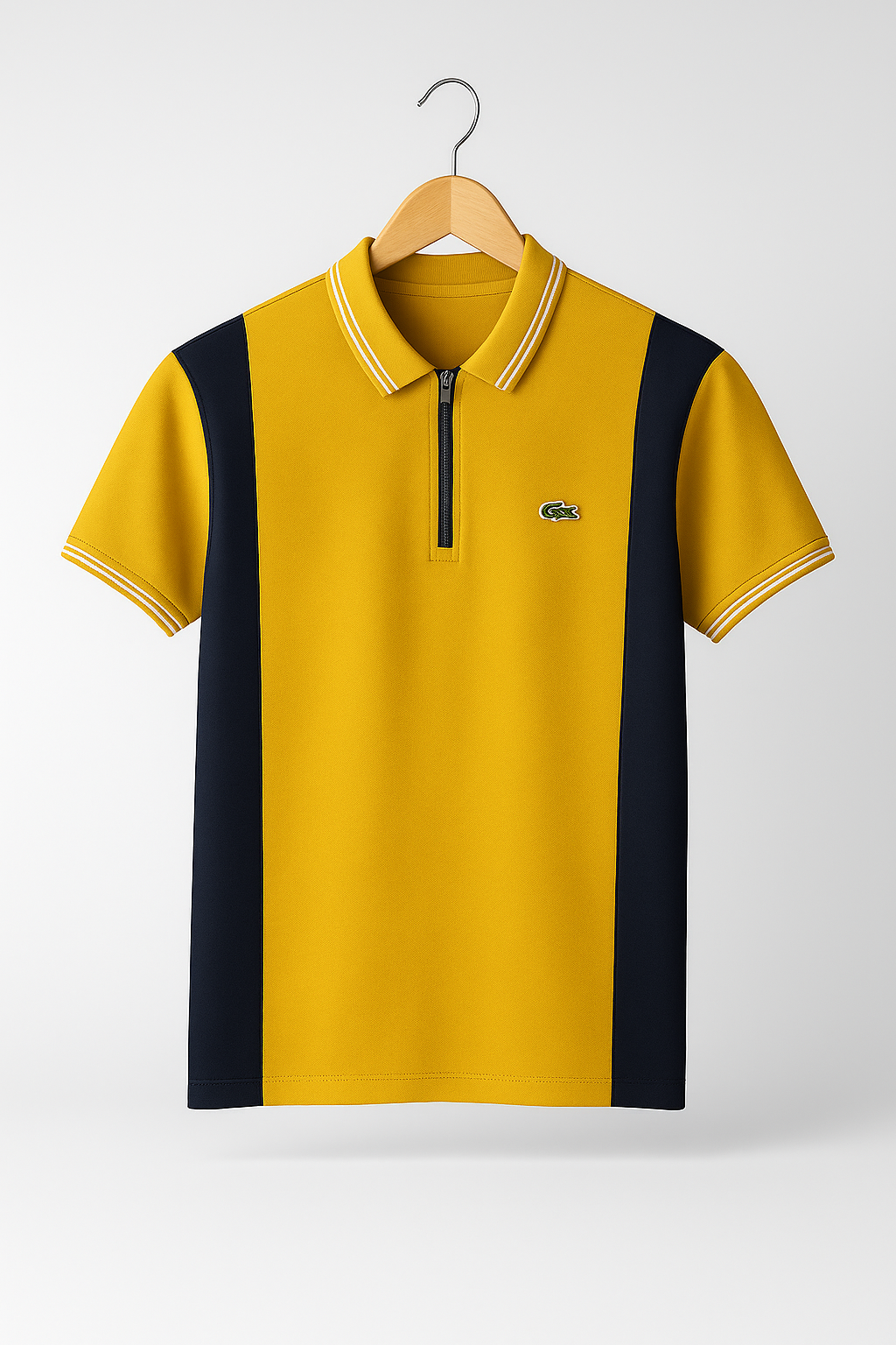 LACOSTE MEN’S PREMIUM POLO SHIRT – YELLOW & BLACK STRIPED DESIGN