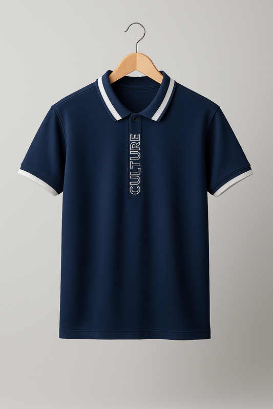 MEN’S NAVY BLUE CULTURE POLO SHIRT – PREMIUM DESIGN