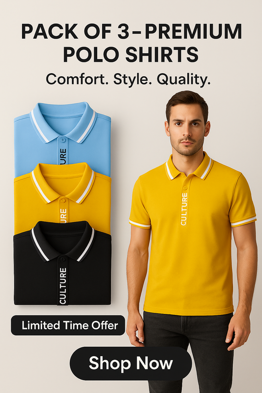 PACK OF 3 MEN’S CULTURE POLO SHIRT – PREMIUM DESIGN
