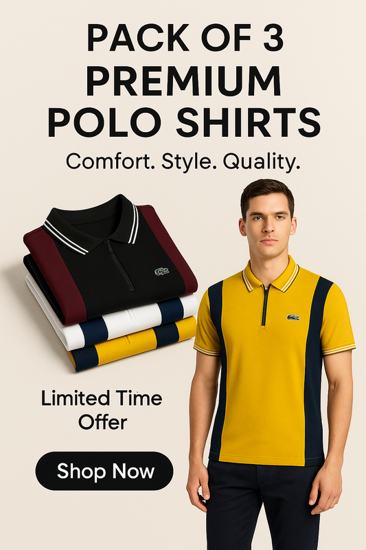 PACK OF 3 LACOSTE MEN’S PREMIUM POLO SHIRT STRIPED DESIGN