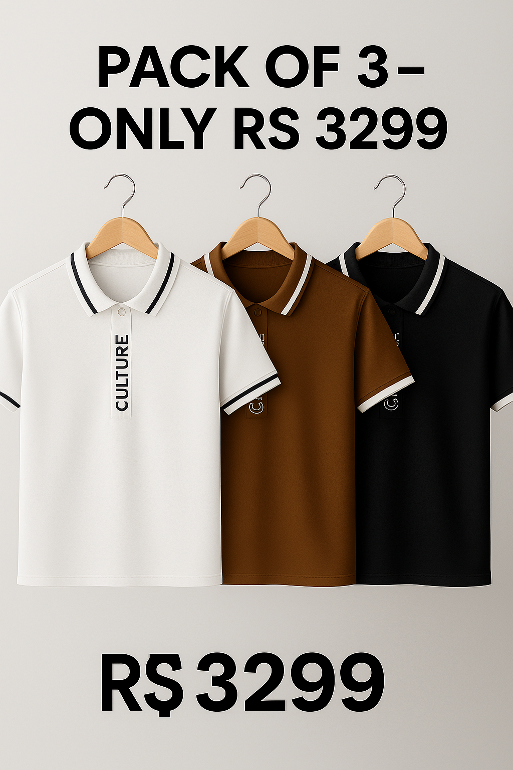 PACK OF 3 MEN’S CULTURE POLO SHIRT – PREMIUM DESIGN