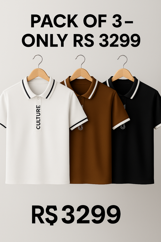 PACK OF 3 MEN’S CULTURE POLO SHIRT – PREMIUM DESIGN