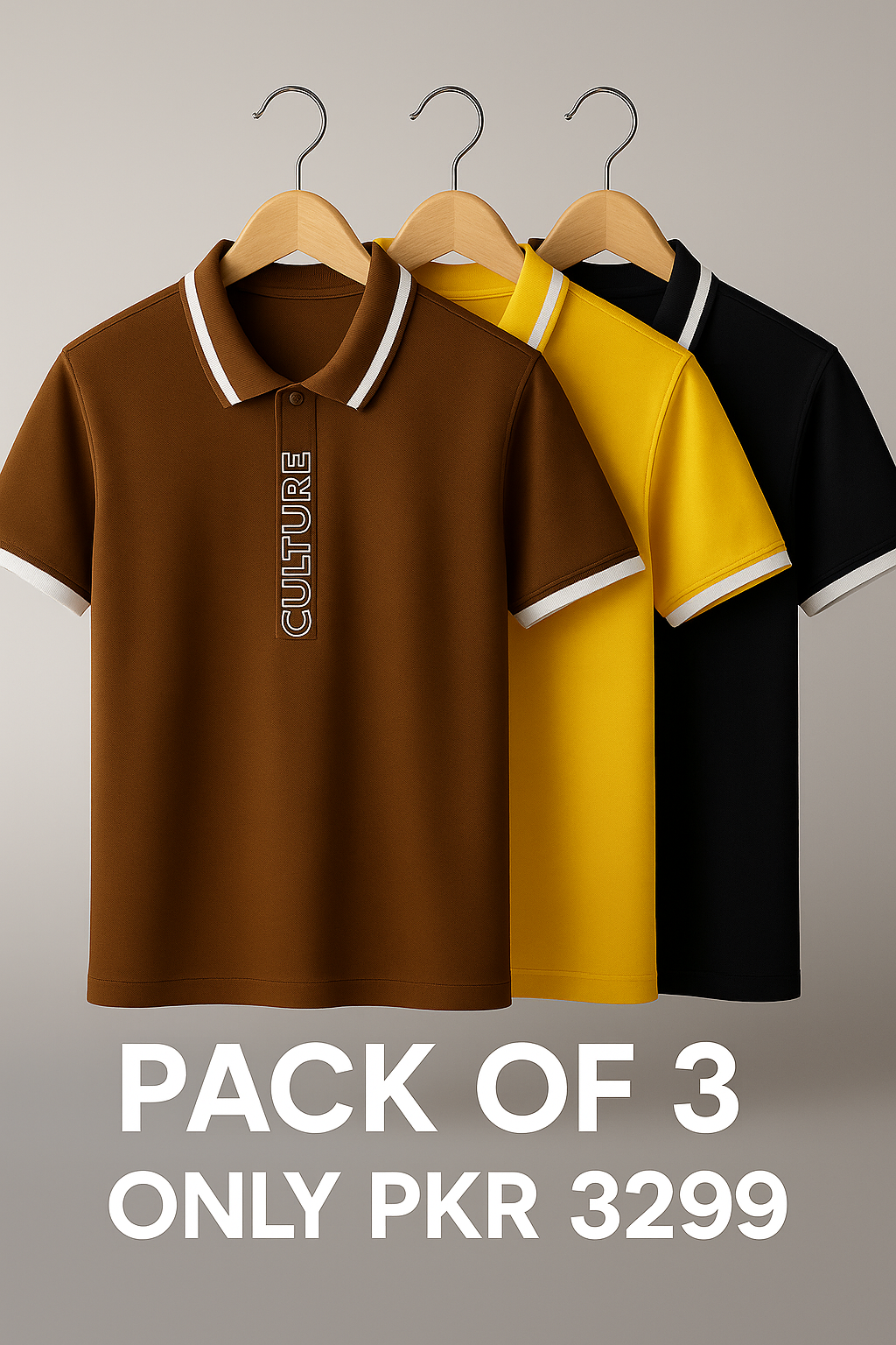 PACK OF 3 MEN’S CULTURE POLO SHIRT – PREMIUM DESIGN