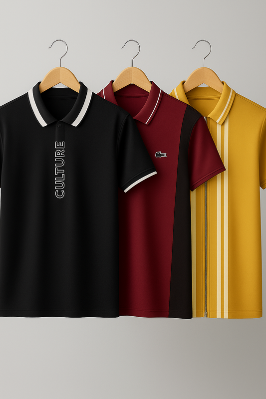 PACK OF 3 MEN’S CULTURE POLO SHIRT – PREMIUM DESIGN