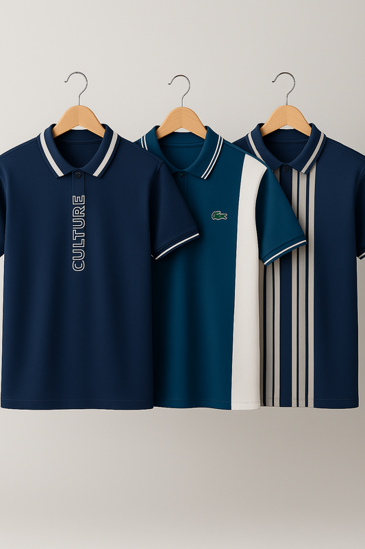 PACK OF 3 MEN’S CULTURE POLO SHIRT – PREMIUM DESIGN