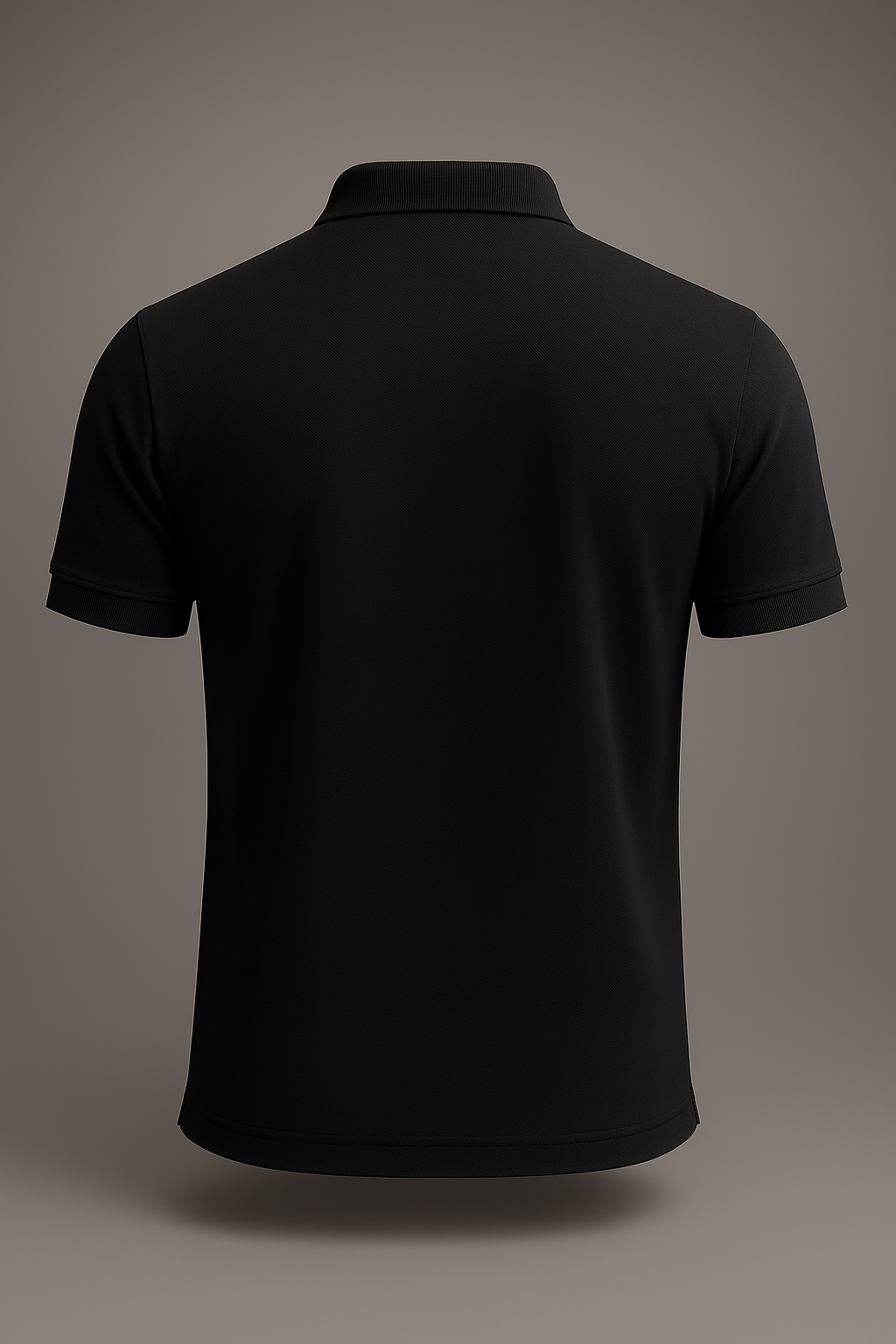 Black polo shirt on a gray background