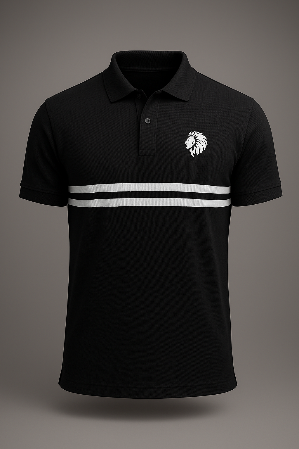 Premium Black Polo Shirt with lion motif | Classic Fit, Soft Cotton