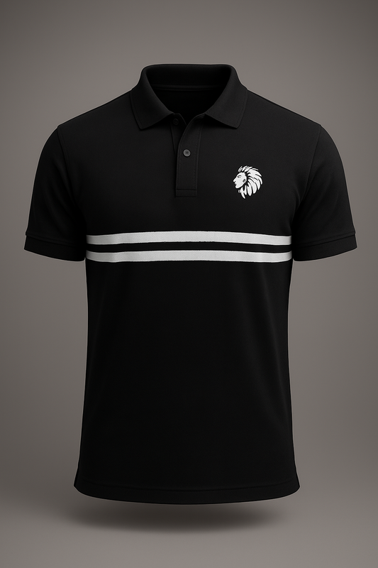 Premium Black Polo Shirt with lion motif | Classic Fit, Soft Cotton