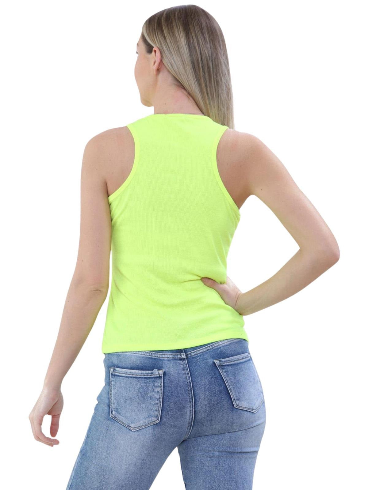 YELLOW WOMENS LADIES PLUS SIZE PLAIN STRETCHY RIB VEST TOP T SHIRT RIB