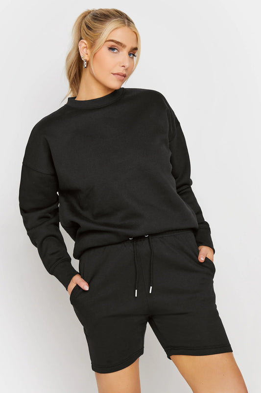 Black Kiara Do What Makes You Happy Print Oversized Sweatshirt and Shorts Co-ord Set