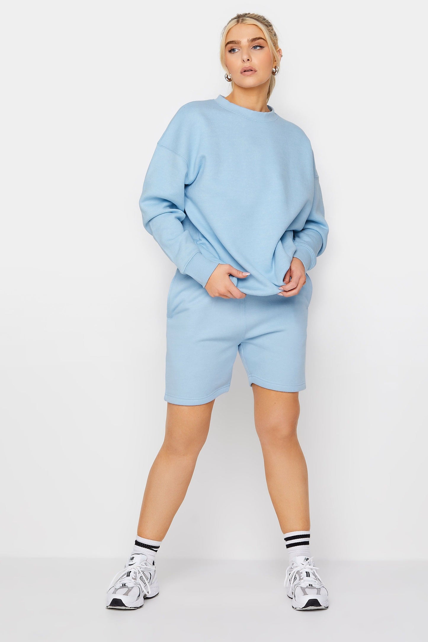 Sky Blue Kiara Do What Makes You Happy Print Oversized Sweatshirt and Shorts Co-ord Set