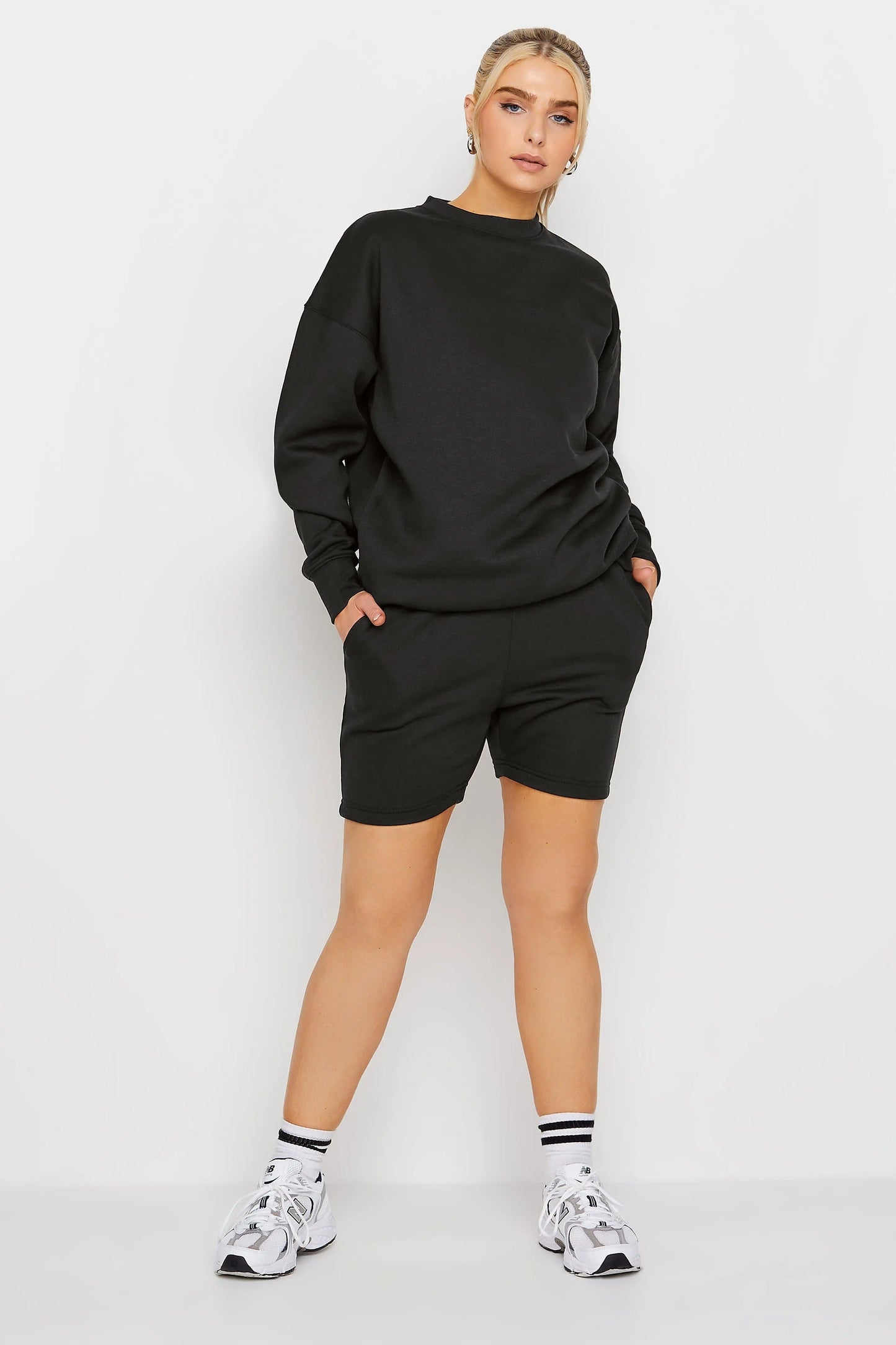 Black Kiara Do What Makes You Happy Print Oversized Sweatshirt and Shorts Co-ord Set