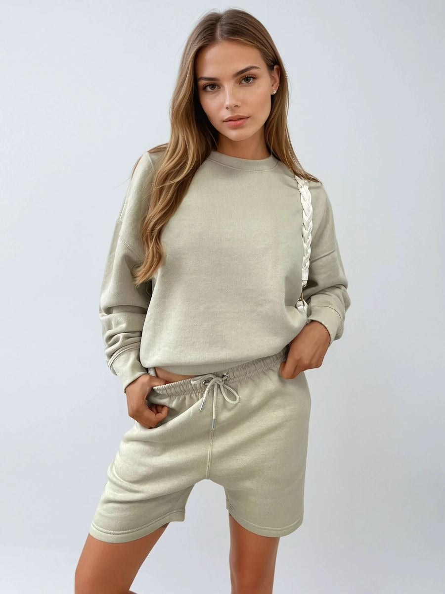 Sand Kiara Do What Makes You Happy Print Oversized Sweatshirt and Shorts Co-ord Set
