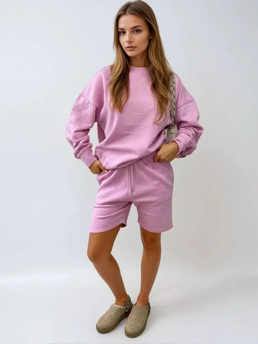 Pink Kiara Do What Makes You Happy Print Oversized Sweatshirt and Shorts Co-ord Set