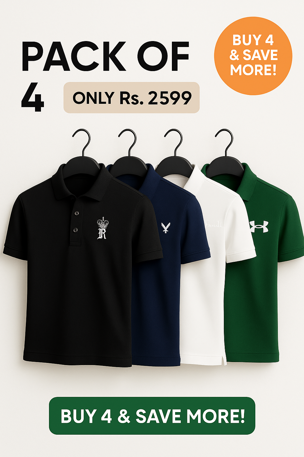 POLO SHIRT BUNDLE – PACK OF 4 | PREMIUM QUALITY