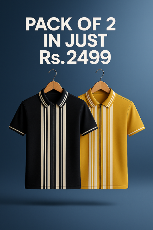 Pack Of 2 Striped Polo Shirt