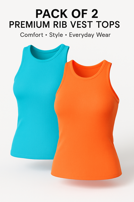 PACK OF 2 WOMENS LADIES PLUS SIZE PLAIN STRETCHY RIB VEST TOP T SHIRT RIB