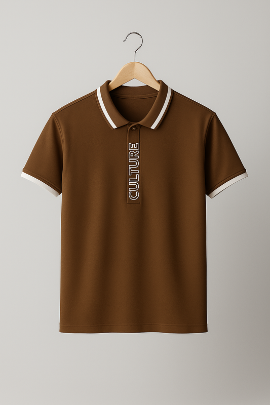 MEN’S LIGHT BROWN CULTURE POLO SHIRT – PREMIUM DESIGN