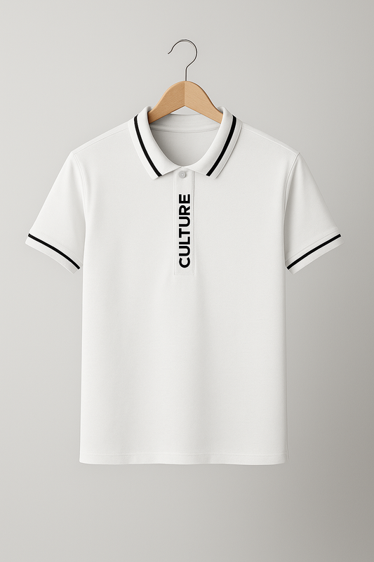 MEN’S NAVY WHITE CULTURE POLO SHIRT – PREMIUM DESIGN