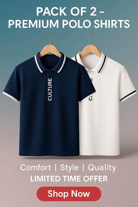 PACK OF 2 MEN’S CULTURE POLO SHIRT – PREMIUM DESIGN