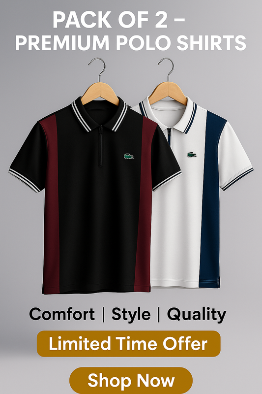 PACK OF 2 LACOSTE MEN’S PREMIUM POLO SHIRT STRIPED DESIGN