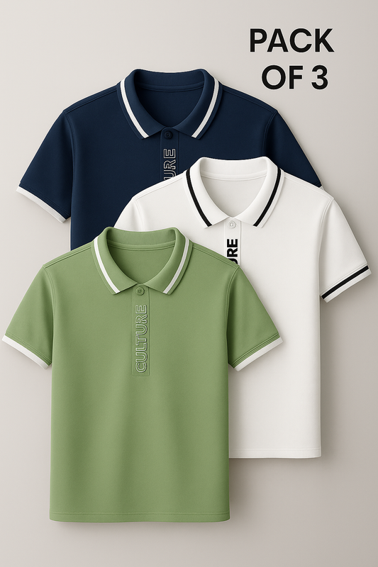 PACK OF 3 MEN’S CULTURE POLO SHIRT – PREMIUM DESIGN