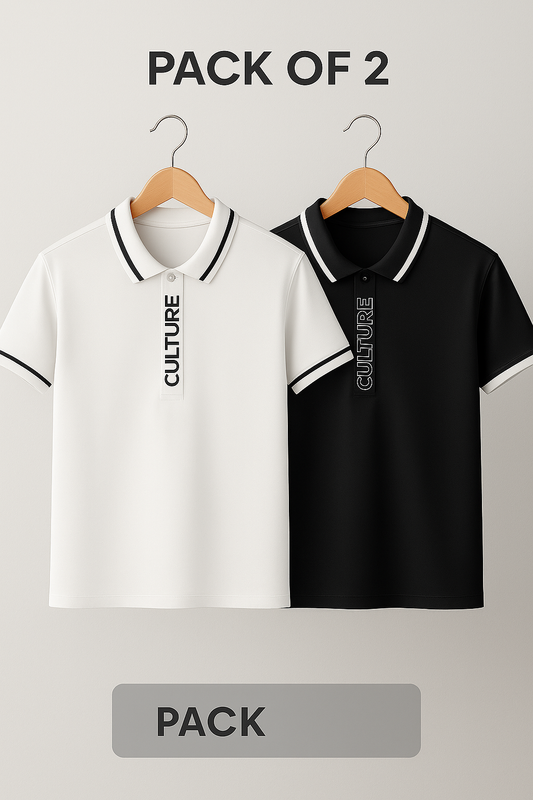 PACK OF 2 CULTURE MEN’S PREMIUM POLO SHIRT STRIPED DESIGN